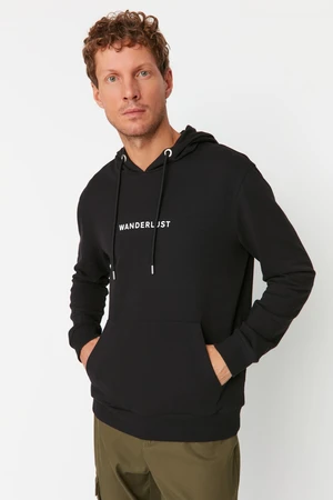 Trendyol Black Men's Regular/Regular Fit Hoodie Sweatshirt