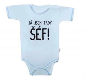 Body krátký rukáv s vtipným textem Baby Nellys, Já jsem tady ŠÉF! , vel. 56 (1-2m)