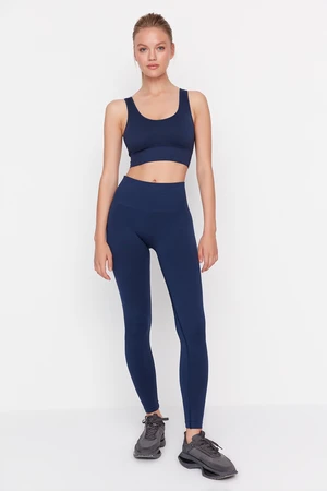 Trendyol Dark Navy Blue Seamless/Seamless Gathering Full Length Sports Leggings