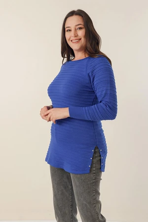 By Saygı Stone Detailed Side Plus Size Sweater
