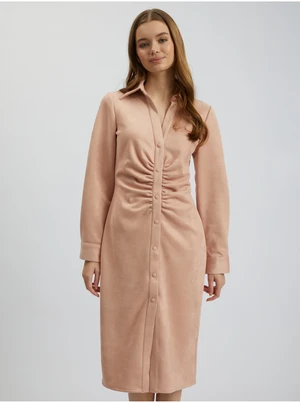 Orsay Light pink women's sheath dress in suede finish - Women