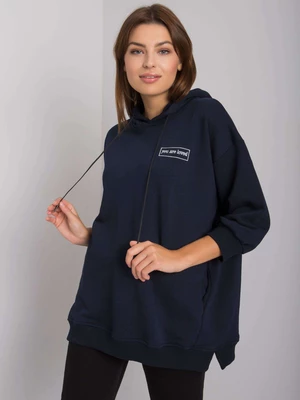 Dark blue cotton sweatshirt with pockets