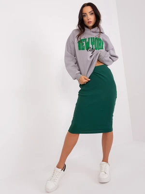 Dark green striped knit skirt