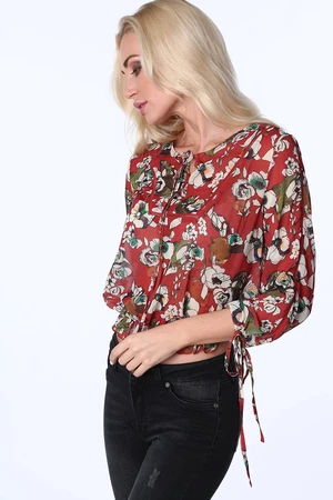 Blouse with red flower
