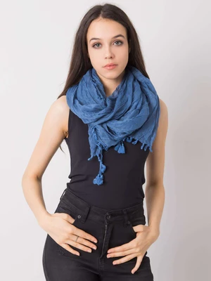 Dark blue women's scarf with fringe
