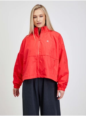 Red Women's Loose Jacket with Calvin Klein Jeans Prints - Women