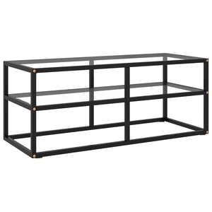 TV Cabinet Black with Tempered Glass 39.4"x15.7"x15.7"