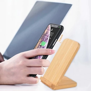 Bakeey TOVYS-200 10W Qi Wireless Charging Bamboo Wooden Mobile Phone Desktop Holder Mount with Indicator Light Support A
