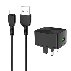 HOCO C70B UK QC3.0 Charger Power Adapter With Type-C Cable For Tablet Smartphone