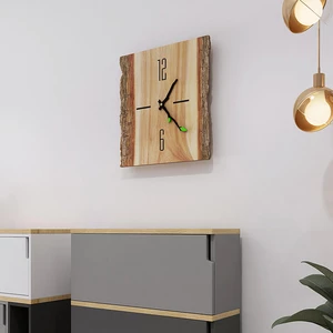 Wood Timber 12inch Square Vintage Wall Clock Cafe Office Home Kitchen Decor Silent