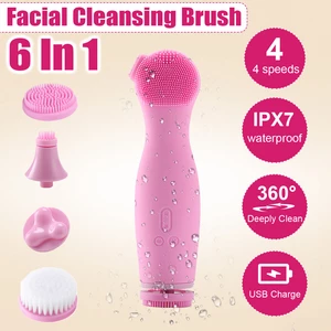 Bakeey 4-in-1 Electric Facial Wash Brush Waterproof Silicone Facial Cleanser Cleaner