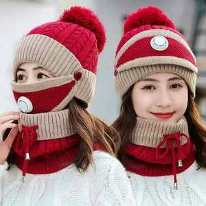 BIKIGHT Cotton Knit Windbreak Winter Warmth Cute Riding Protection Suit Bicycle Caps Bike Skiing Camping Winter Hat Scar