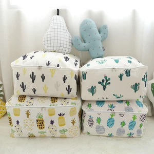 Honana Signature Cotton Storage Bag Portable Folding Organizer Quilt Bag Pouch Washable Container