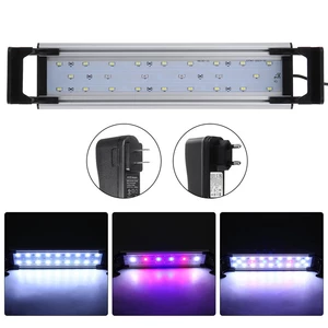 Dimmable & Timer LED Fish Tank Light Lamp Hood Aquarium Lighting with Extendable Brackets for 30CM Tank Plant Growth, 3