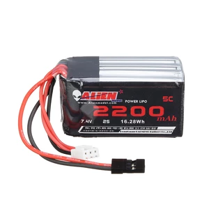 Alienmodel 7.4V 2200mAh 5C Lipo Battery 2S JR Plug for RC Car