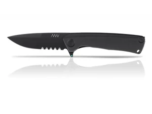 Zavírací nůž ANV® Z100 s kombinovaným ostřím G10 Liner Lock - Černá rukojeť, černá čepel - DLC (Barva: Černá, Varianta: Černá čepel - DLC)