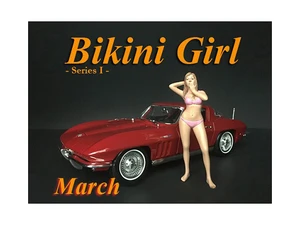 March Bikini Calendar Girl Figurine for 1/24 Scale Models by American Diorama