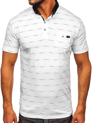 Tricou polo alb cu imprimeu Bolf 192472