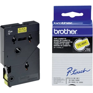páska do štítkovača  Brother TC TC-601  Farba pásky: žltá Farba písma:čierna 12 mm 7.7 m