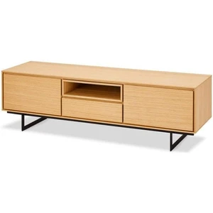 TV stolek Lure (1 zásuvka, 2x dveře, dub, černá)