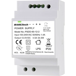 Basetech PSDD-60-12-2 sieťový zdroj na montážnu lištu (DIN lištu)  12 V 4.5 A 54 W 2 x