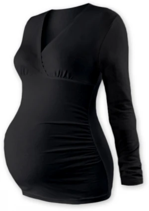 JOŽÁNEK Těhotenské triko/tunika dlouhý rukáv EVA - černé, vel. L/XL