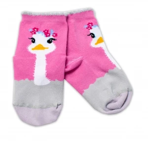 Baby Nellys Bavlněné ponožky Pštros - tmavě růžové, vel. 104-116 (4-6r)