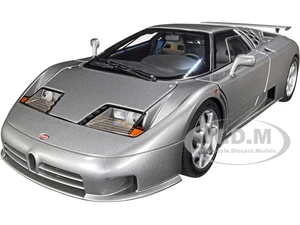 Bugatti EB110 SS Super Sport Grigio Metalizzatto Silver Metallic with Silver Wheels 1/18 Model Car by Autoart