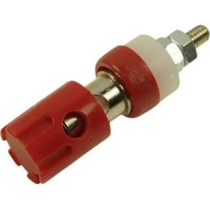 Zdířka pro banánek Cliff CL681560, Ø pin: 4 mm, zásuvka, vestavná vertikální, červená, 1 ks