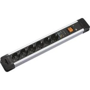 Zásuvková lišta s přepěťovou ochranou Bachmann Electric Connectus, 330104, 6 zásuvek, černá/stříbrná