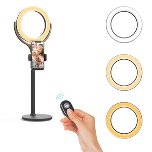 BlitzWolf® BW-SL4 Dimmable Ring Light Phone Holder 360º Rotating Night Light Desktop Selfie Stand with bluetooth Remote