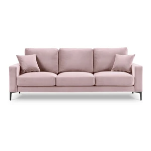 Ružová zamatová pohovka Kooko Home Harmony, 220 cm