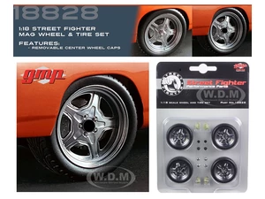 Street Fighter Mag Wheel and Tire Set of 4 pieces from "1970 Plymouth RoadRunner "The Hammer" "Fast &amp; Furious" Movie 1/18 by GMP