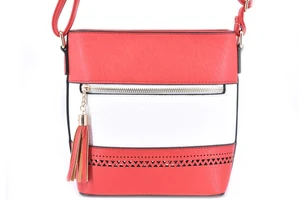 Dámská kabelka crossbody - červená/bílá