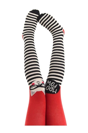 Mushi Meow Pow Cat Girl Child Pantyhose Red Black White