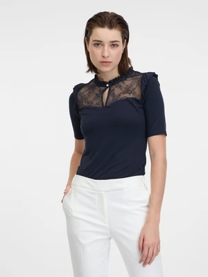 Orsay Dark blue womens T-shirt with lace - Women