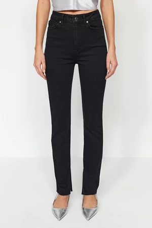 Trendyol Black Slit High Waist Long Skinny Jeans