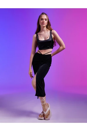 Koton Midi Skirt with Slits and Pleats