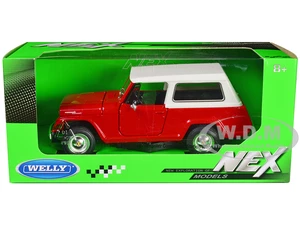 1967 Jeep Jeepster Commando Station Wagon Red with White Top "NEX Models" Series 1/24 Diecast Model Car by Welly