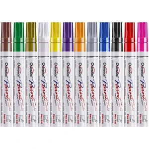 Permanent Paint Pens Paint Markers for Plastic 12 Colors Oil Based Paint Marker Pens Set, Quick Dry and Waterproof,Oil Paint Pen