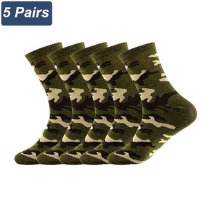 5 Pairs Spring And Autumn Men High Quality Mid Tube Socks Camouflage Army Green Comfortable Warm Military Thickened Cotton Socks