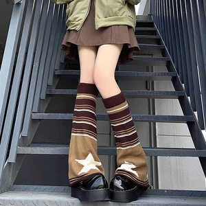 Four Seasons Universal Over-the-Knee Japanese JK Warm Foot Cover Street Hot Girl Women Socks Y2K Knitted Warm Striped Leg Cover