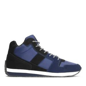 Granatowo-czarne skórzane sneakersy męskie