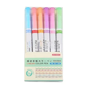 Colored Curved Pen 6 Color Marker Pens with 6 Different Curved Shapes Fine Lines for Scrapbooking Journaling Card Making