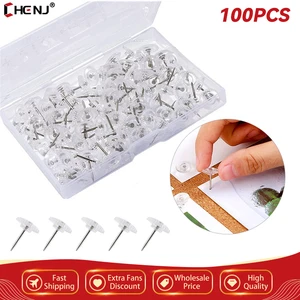 100Pcs Transparent Black Map Pins Multi-purpose Gear-like Push Pins Decor Thumbtacks Pushpins Tool