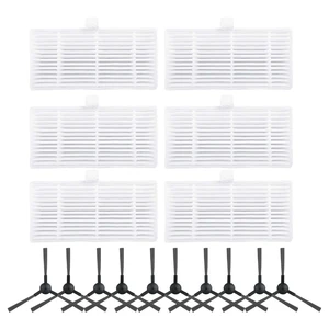 6pcs Filters +10pcs Side Brushes Replacement For Haier TL30U1 / Uoni S 2 Robot Vacuums Side Brush Filter Spare Part Accessories