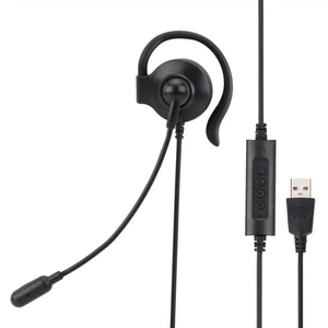 RYRA Single Side Wired Business Headset with Mic Headset for Clear Call in the Call Center Ear Hook USB Wire Control 3.5mm AUX