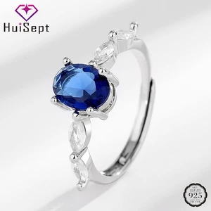 HuiSept Trendy Finger Ring 925 Silver Jewelry with Sappire Zircon Gemstone Ornaments for Women Wedding Party Bridal Gift Rings