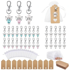 Guardian Angel Pendant with Star Pendant Keychain Lucky Favors Wedding Baptism Girl Guardian Angel with Organza Bag