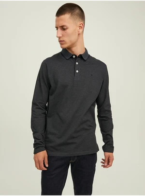 Jack & Jones Paulos Long Sleeve Polo T-Shirt Dark Grey - Men